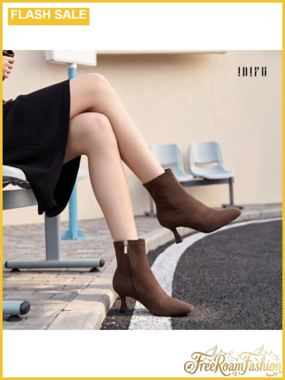 Kitten Heel Square Toe Ankle Booties Side Zip Faux Suede Fall Boots - Picture 3 of 6
